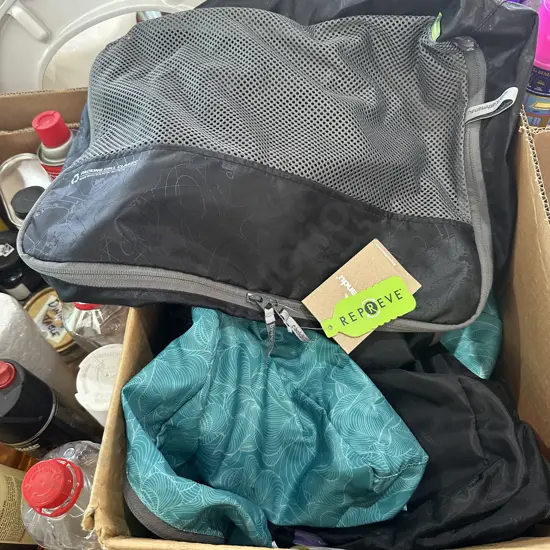 Box of travel bags etc.