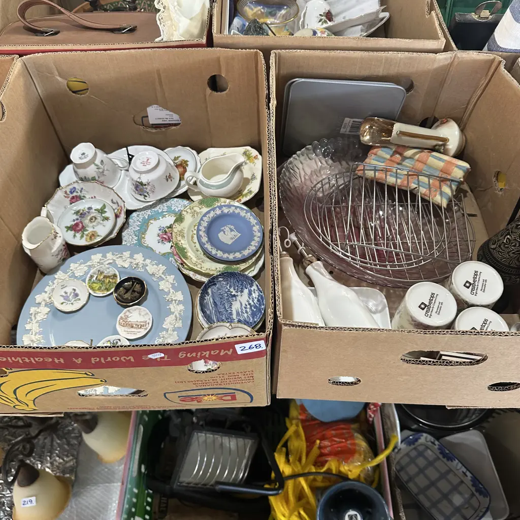 Two boxes assorted china and wedgewood, bowl etc. Image 1++