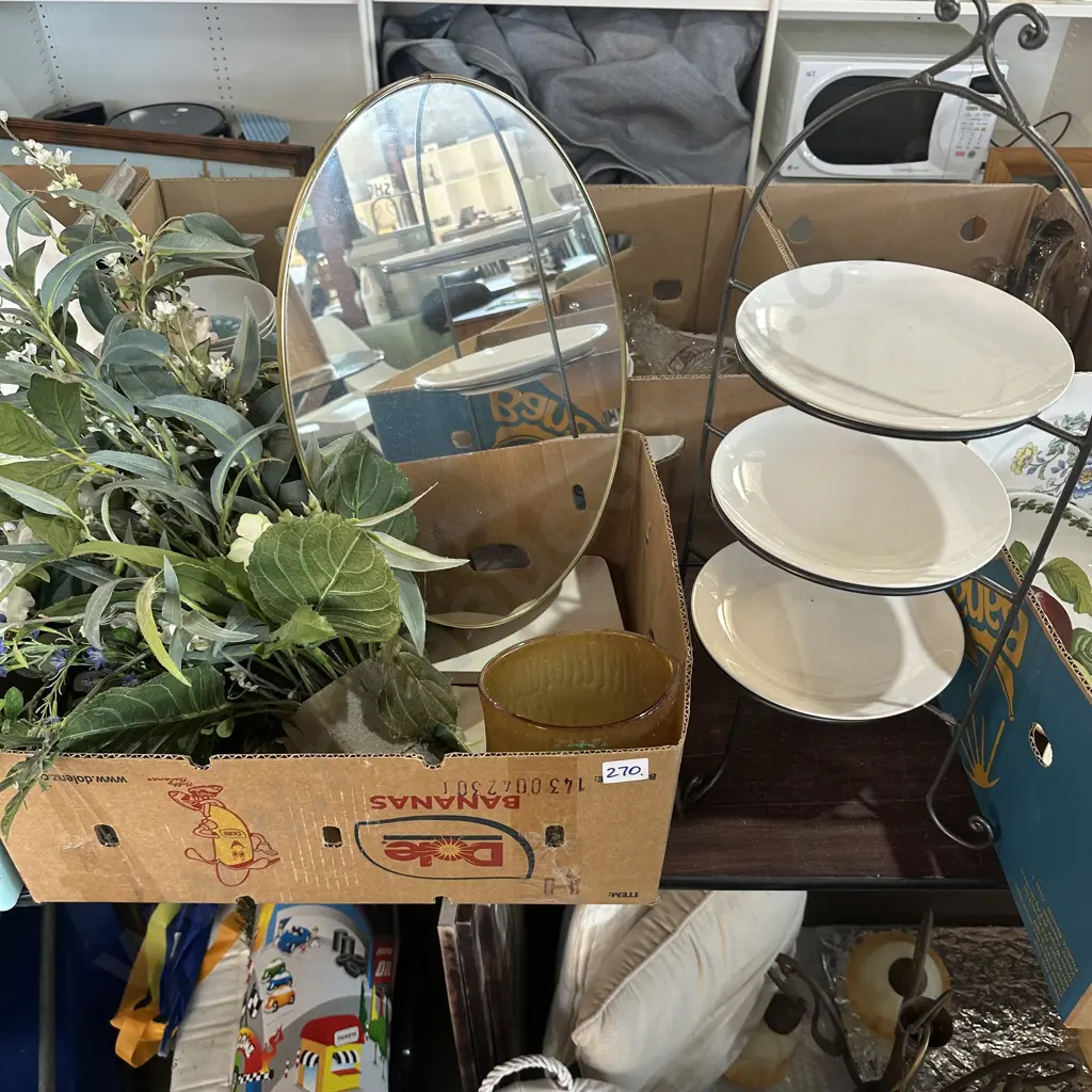 Mirror, High tea stand and artificial flowers etc. Image 1++