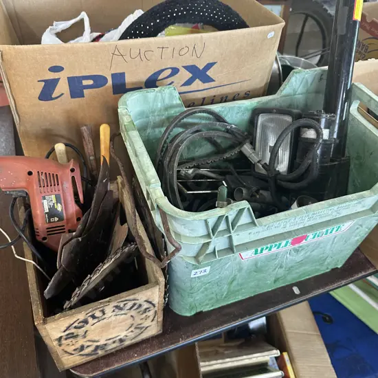 Electric drill, belts and hardware etc.