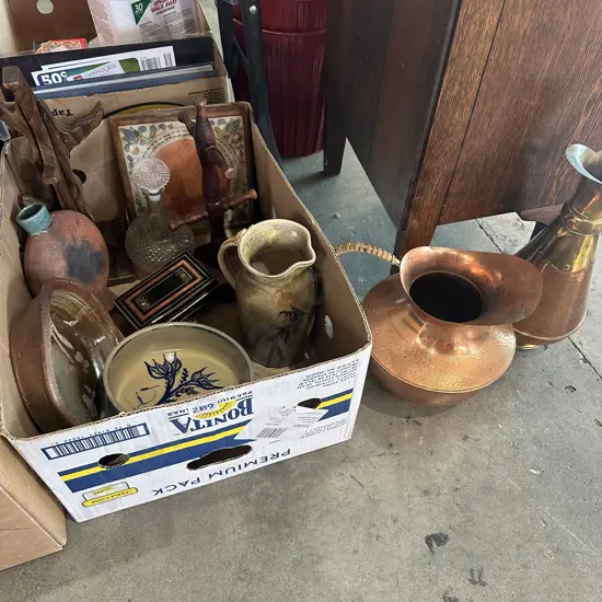 Copperware jugs, pottery etc.