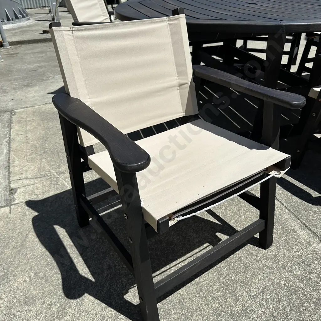 Wooden outdoor table & 8 chairs, freshly stained Image 1++