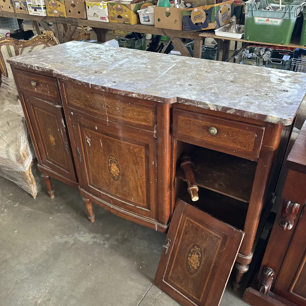 Marble top Sheraton revival cabinet need TLC Image 1++
