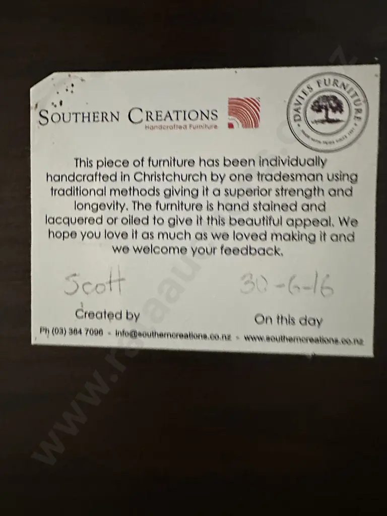 Hand crafted Oak table made in Christchurch by Davis Furniture 2200 x 1000mm Image 1++