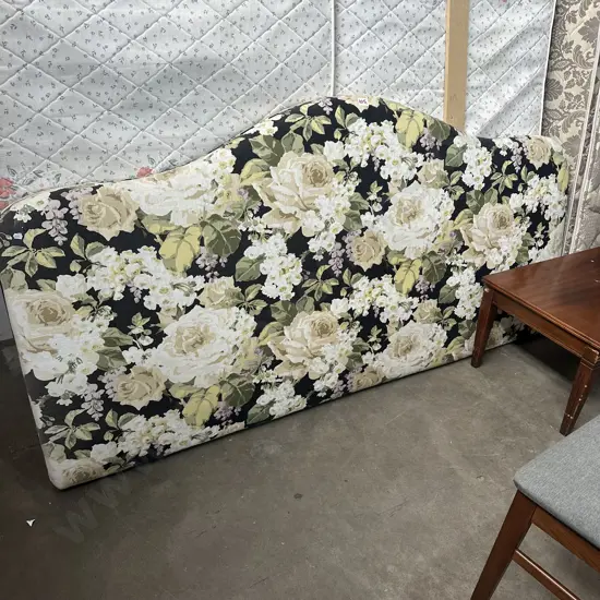 1900mm padded wall hung floral headboard