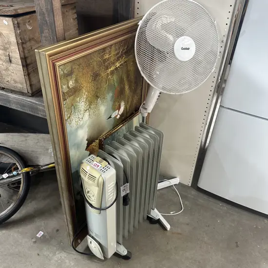 heater, fan, painting and print