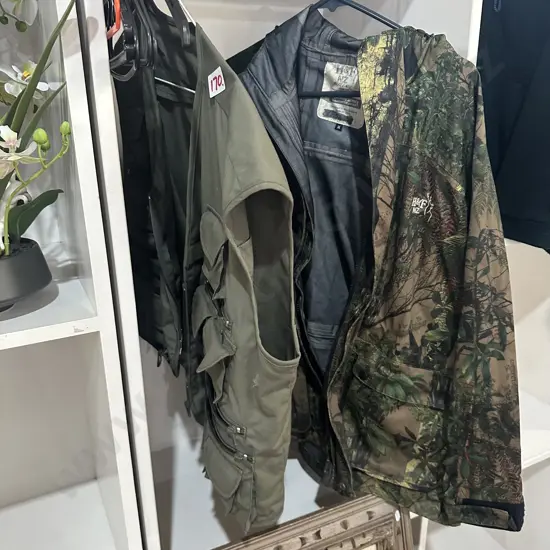 Hunting and fishing jacket (zip not working) and fishing vest