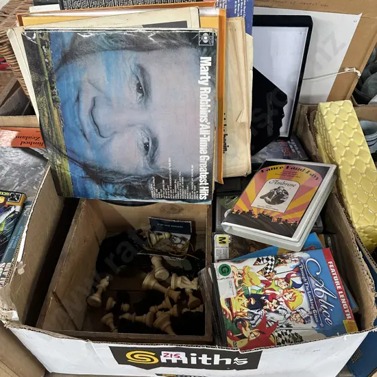 Records, DVDs, chess pieces etc.