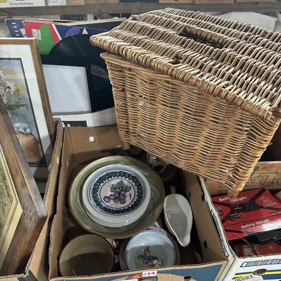 pottery and fishing basket