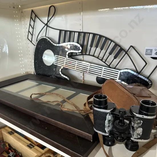 Frames, music hangings, binoculars