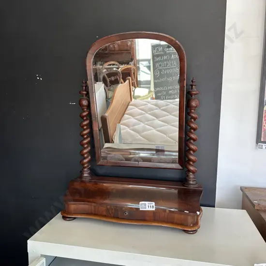 Victorian swing mirror with Barley Twist stands