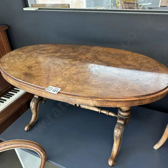 Victorian Burr Walnut coffee table - average
