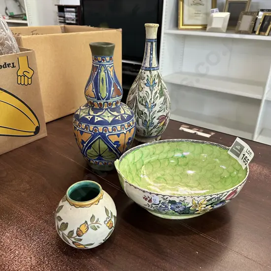 Decorative vases and bowls inc Maling (chip) and Gouda