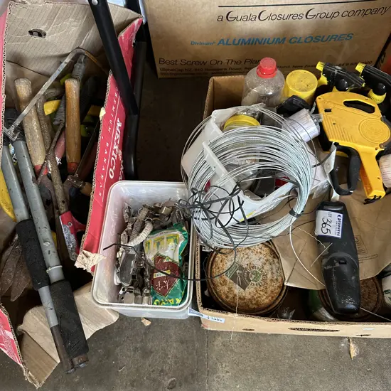 2 box lots plus bin of hardware