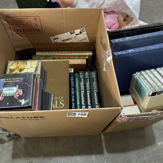 2 boxes books CDs etc
