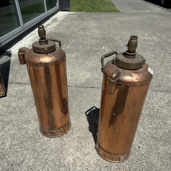 pr of extinguisher lamp bases, not wired