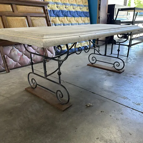 Wrought Iron base table with concrete top 2100 x 930mm