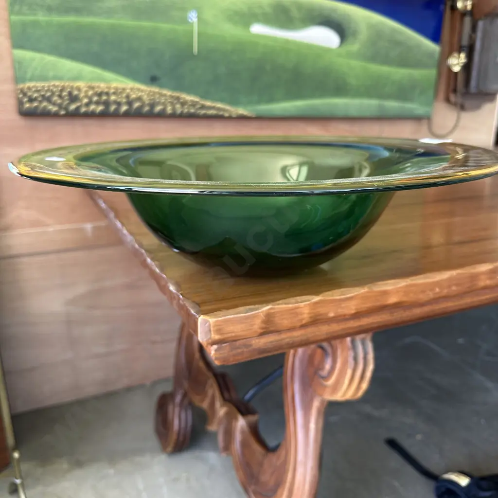 art glass 18inch bowl Liquid design by  L. Campbell 2002 Image 1++