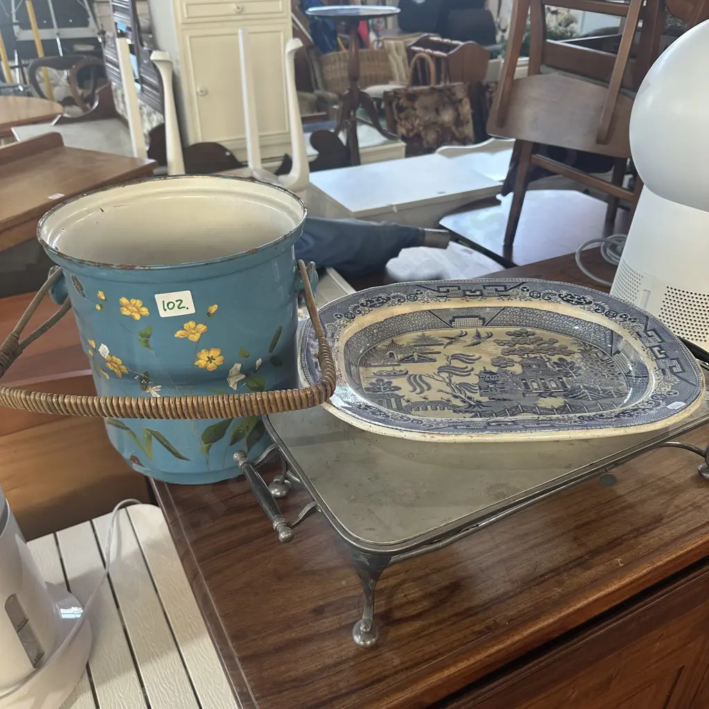 vintage bucket, platter and warmer Image 1++