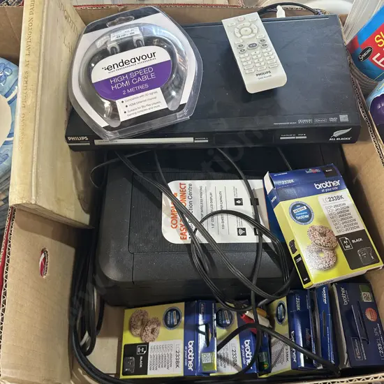 Brother multi function printer and spare ink, DVD player etc.