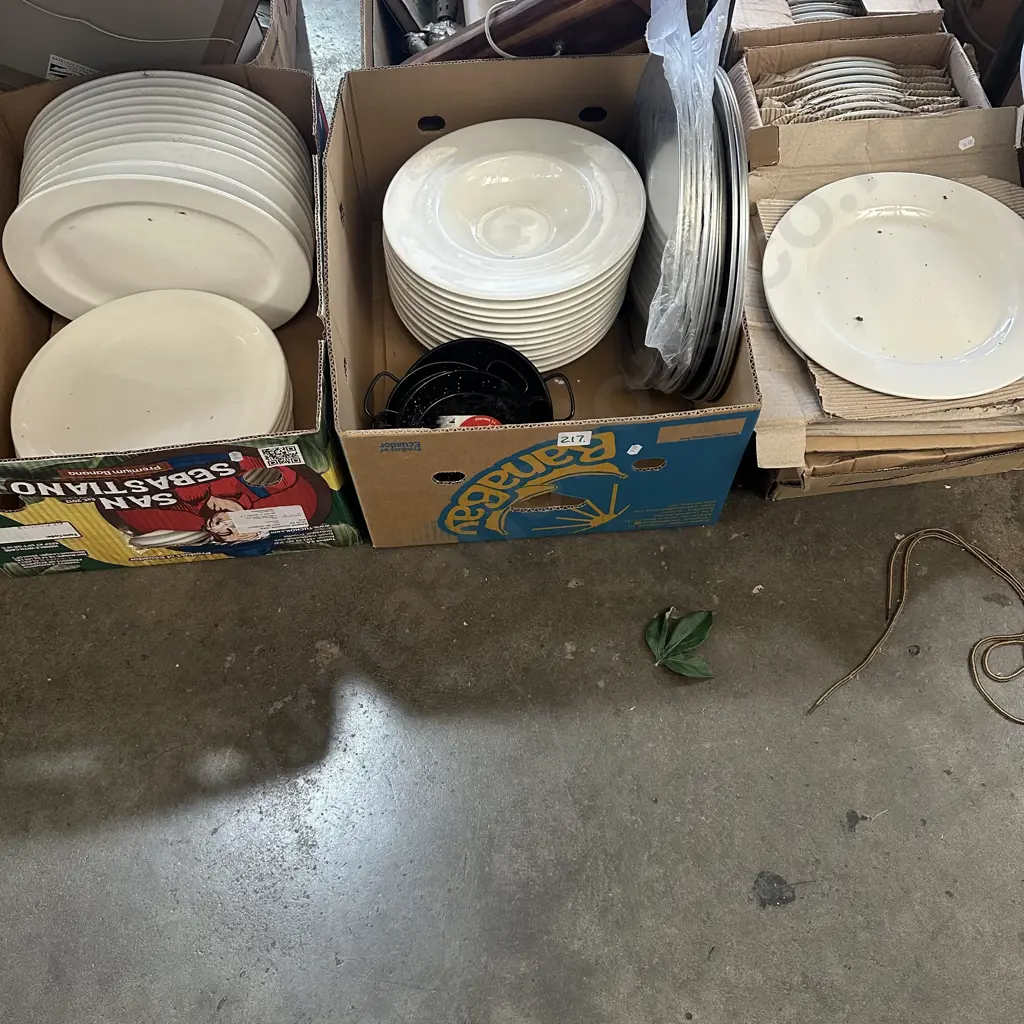 Three boxes plates, pizza trays, paella dishes. Image 1++