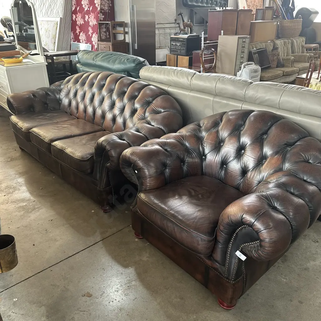 the matching buttonback rolled arm sofa and chair Image 1++