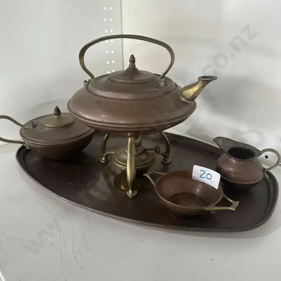 Arts & Craft Copper/Brass 6pc coffee service produced by W.A.S. Benson of London (1854-1924)