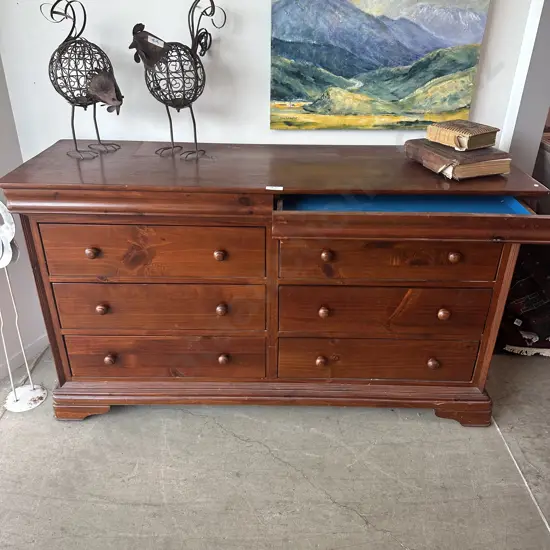 Pine sideboard with 6 drawers & 2 sliders