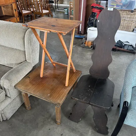 folding and coffee tables plus chair