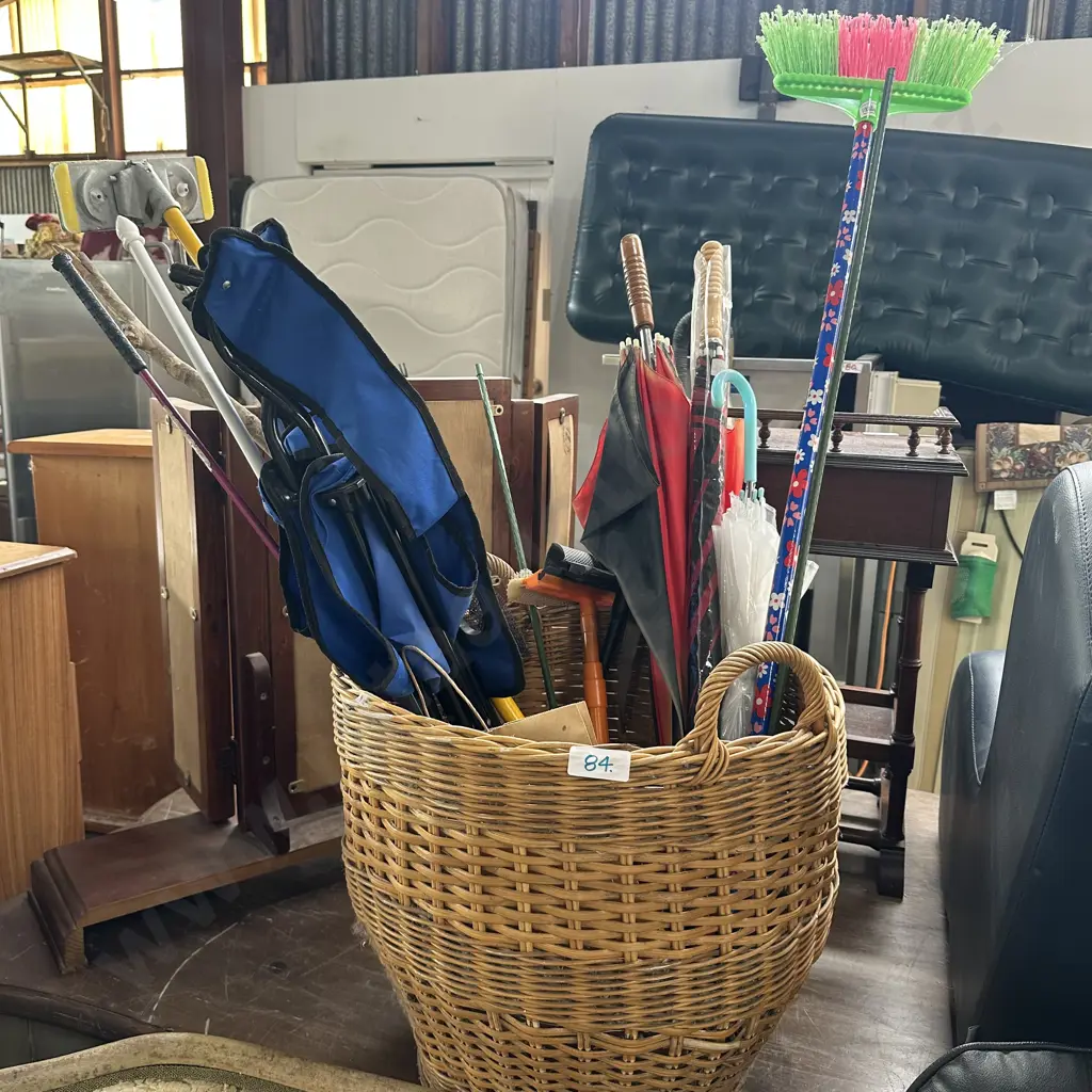 basket with umbrellas, chair, mop etc Image 1++