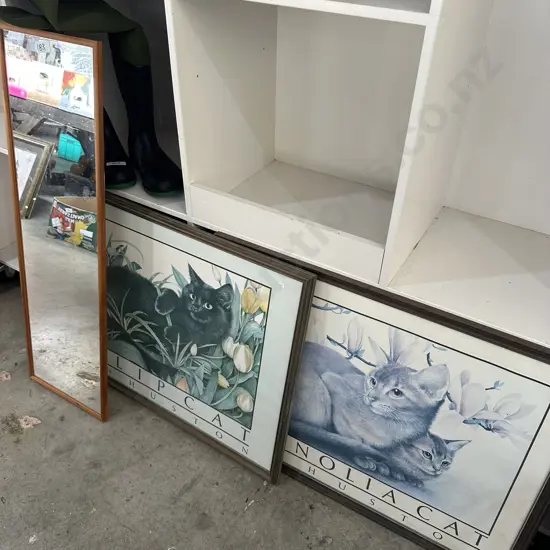 mirror and two cat prints