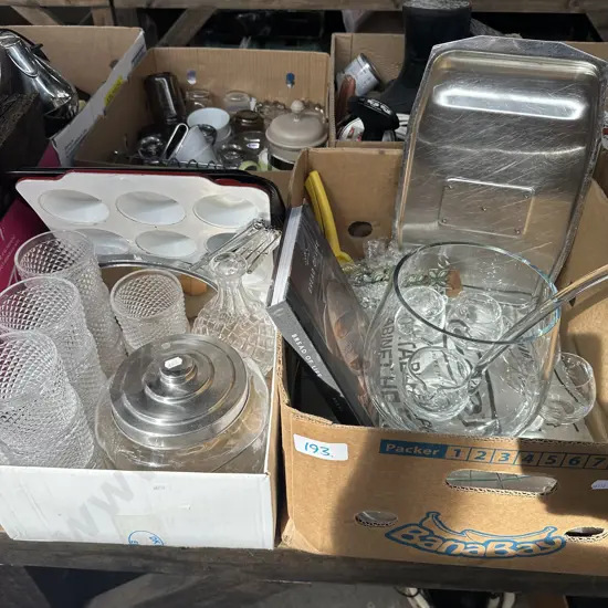 Punch set, tumblers, shaving mirror etc.