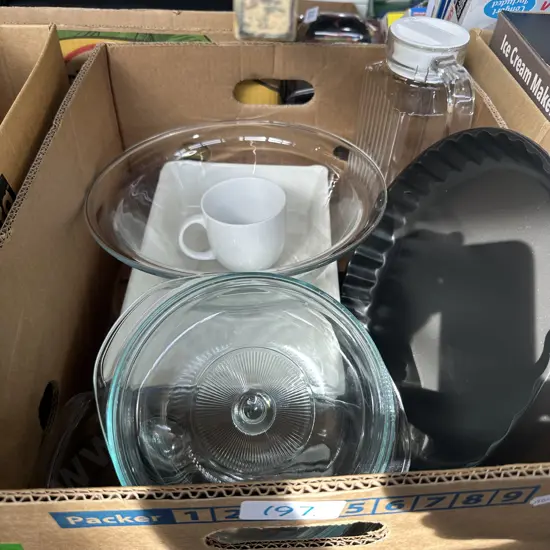 Bakeware and glass water jug etc.