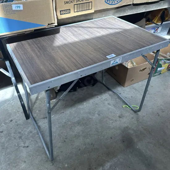 Folding camping table.