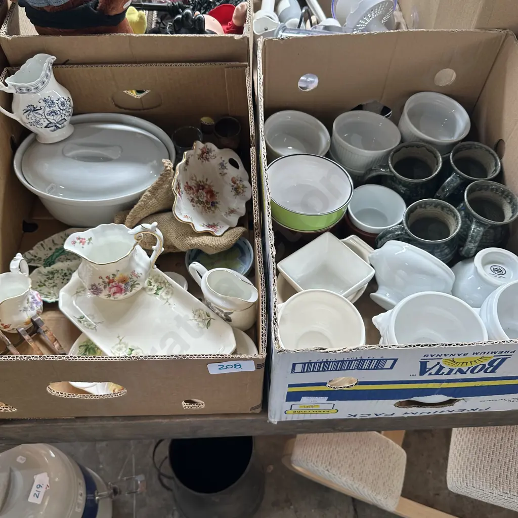 Two boxes english china, pottery, ramekins etc. Image 1++