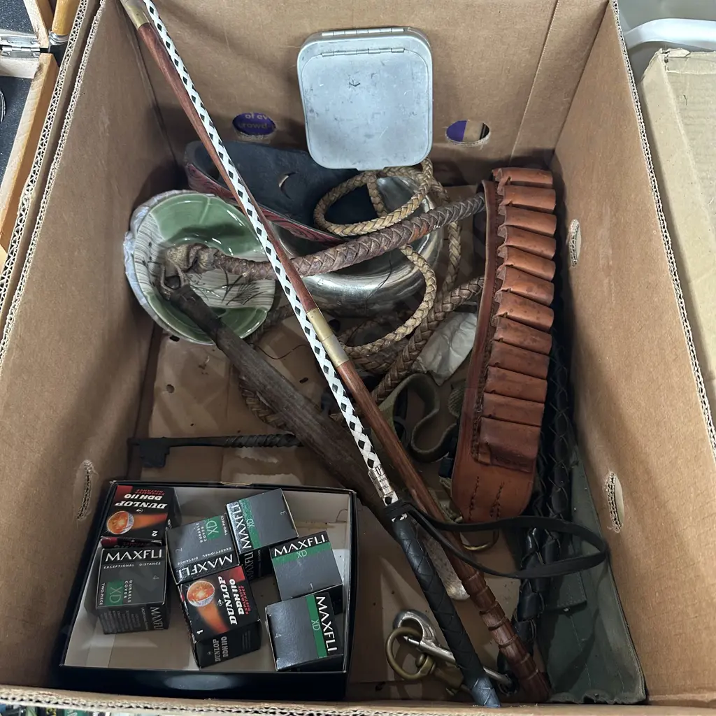 Whips, ammunition belt, mask, new golf balls etc. Image 1++