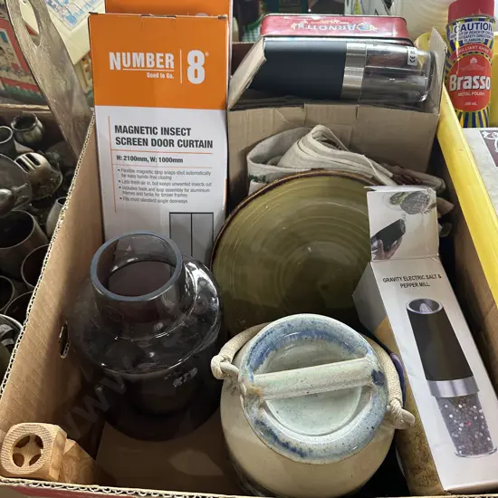 Two new magnetic insect screen door curtains, electric salt and pepper mill etc.