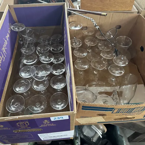 Two boxes of glassware