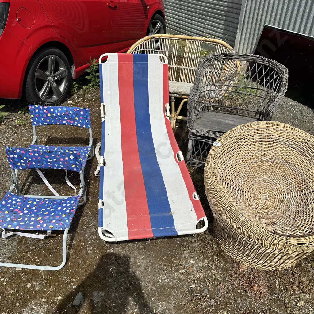 Collection of cane chairs and sun lounger etc. Image 1++