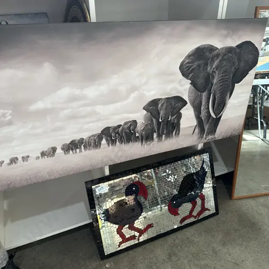 Pukeko mirror picture and elephant print