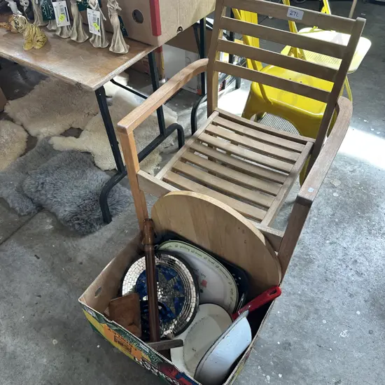 box lot and outdoor chair