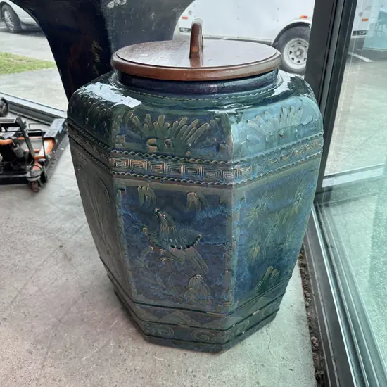 Large Chinese glazed storage pot 800 x 550mm