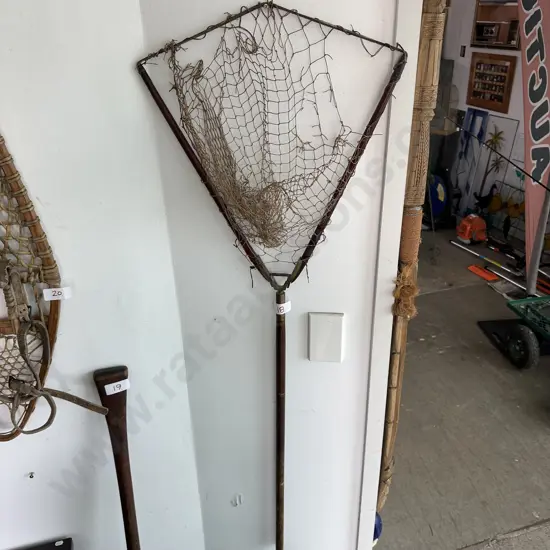 Antique brass/wood fishing net