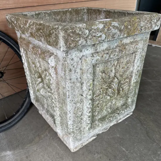 large concrete vintage square planter 500 x 450 x 450