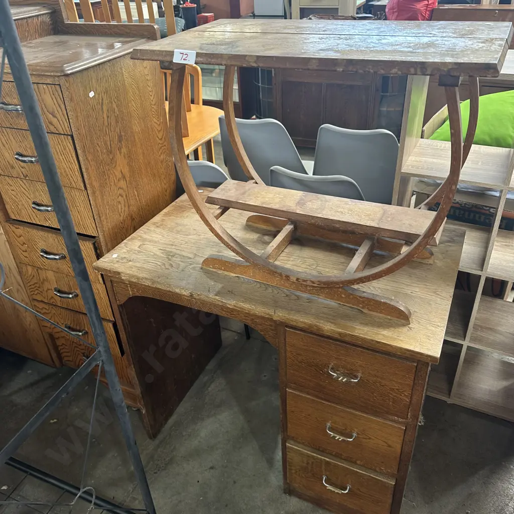 Oak Art deco side table and desk Image 1++