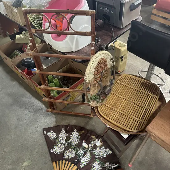 bamboo towel rack, fan, tray etc