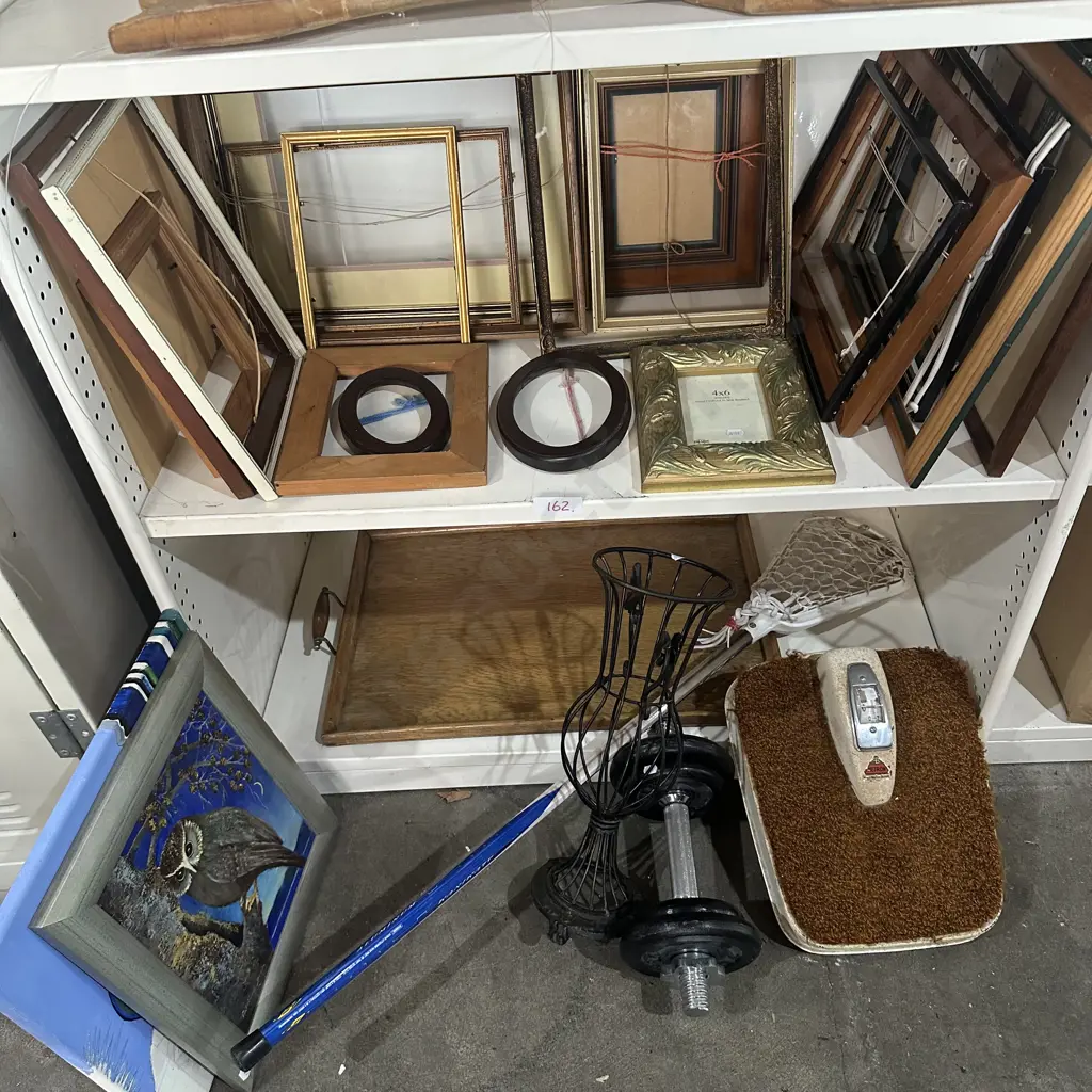 dumbell, metal vase, picture frames etc (plus sewing machine) Image 1++