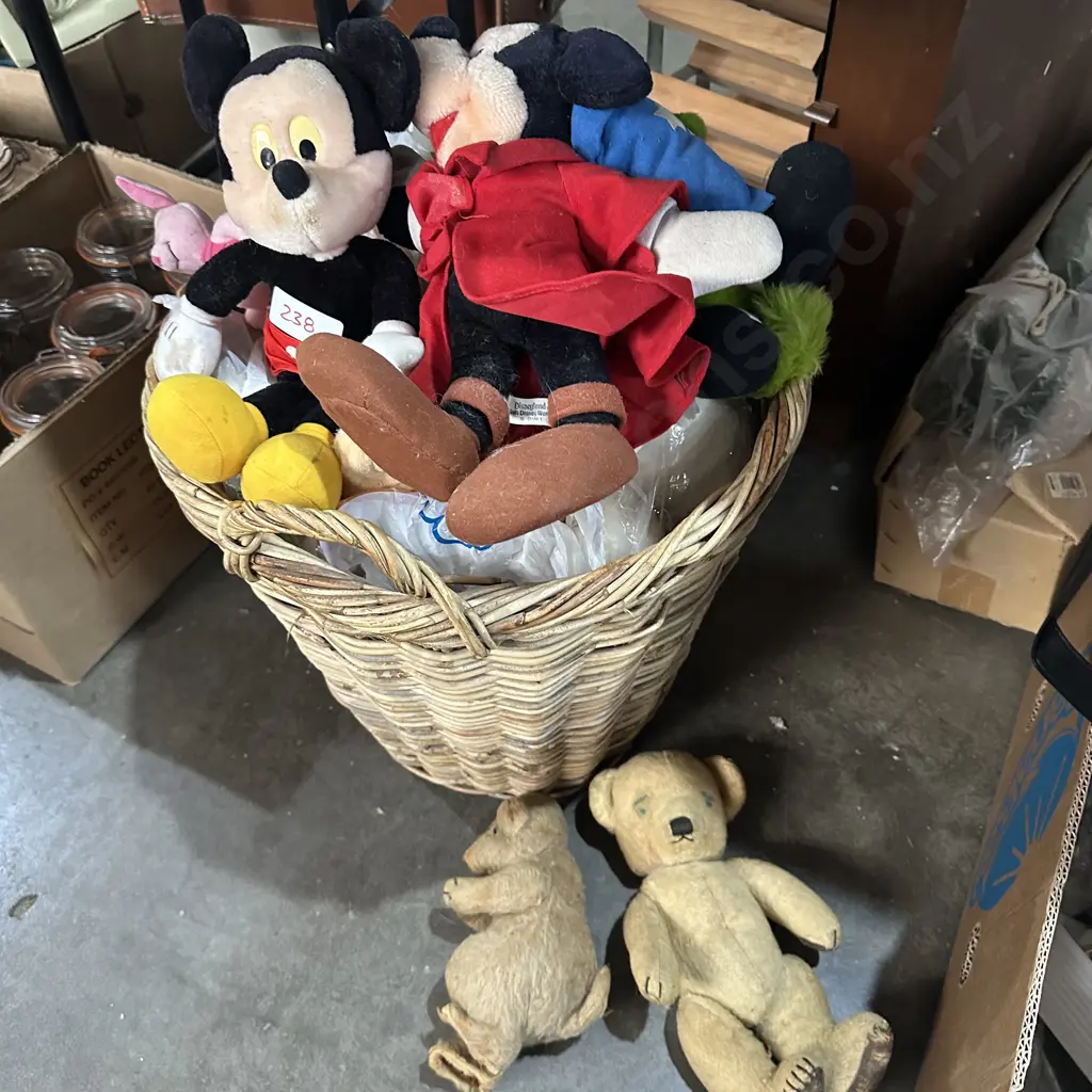 basket of Disney toys and old bears etc Image 1++