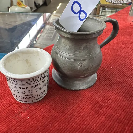 ointment jar and Half Gill pewter mug
