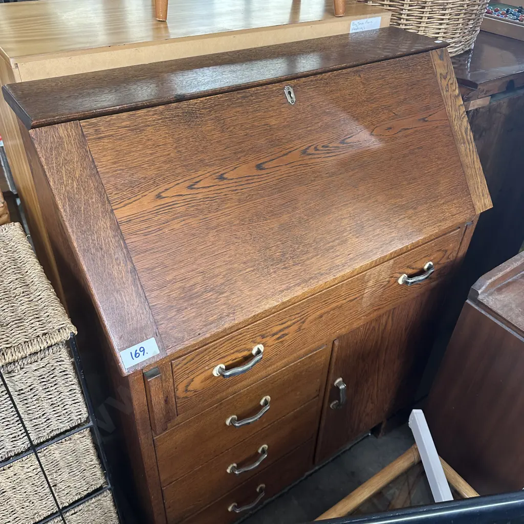 Oak drop front desk Image 1++